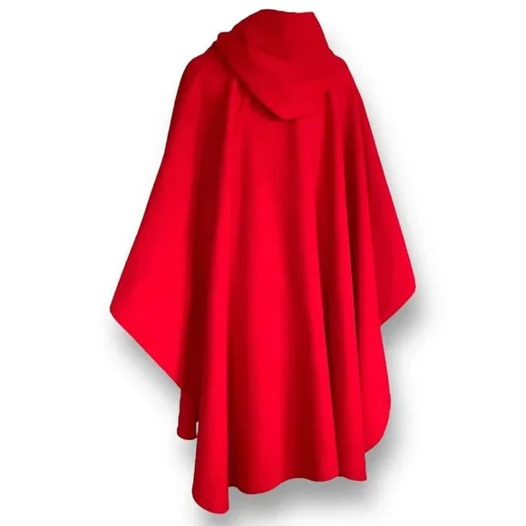 Coloratura Vintage Womens Cape O/S Red Wool Hooded Forestgore Cottagecore Goth - Picture 6 of 9